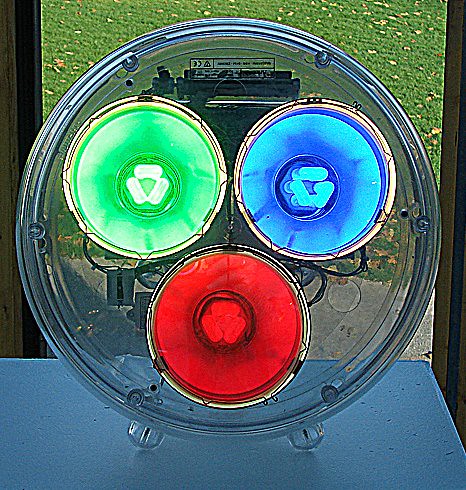 three coloured lamps (green - blue - red)