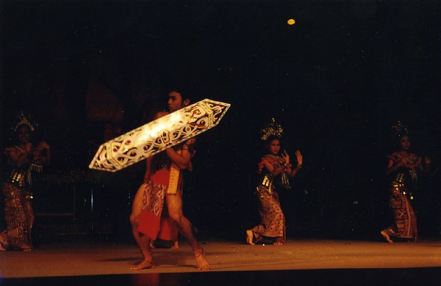 Dancer with a shield, Sarawak, Malaysian Borneo