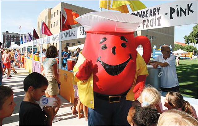 Waving Kool-Aid Man at World's Largest Kool-Aid Stand