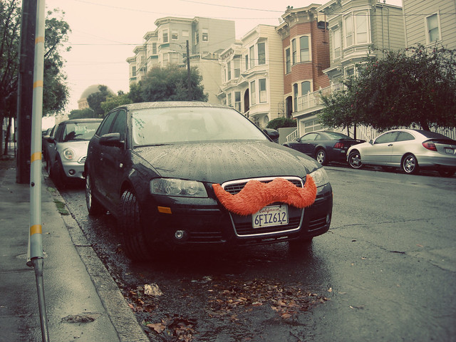 orange mustache (SF giants) car, pacific heights, San francisco (2010)