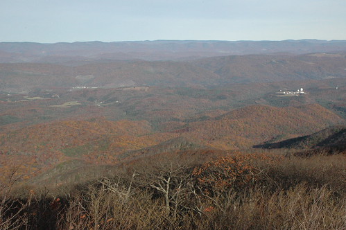 DSC_2590 by ajfroggie, Looking northwest at some leftover fall colors on the West Virginia side.  The satellite dishes to t