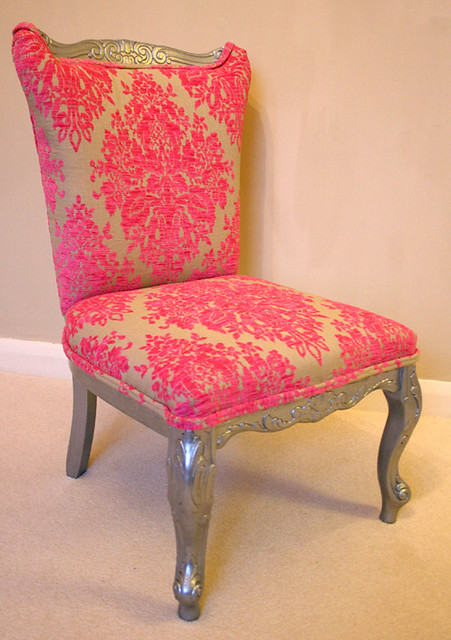 Modern Baroque Pink Damask Chair
