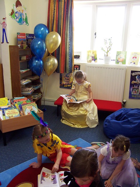 The children enjoy the new library
