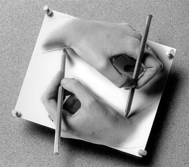 Hommage to Escher's Drawing Hands (1989)