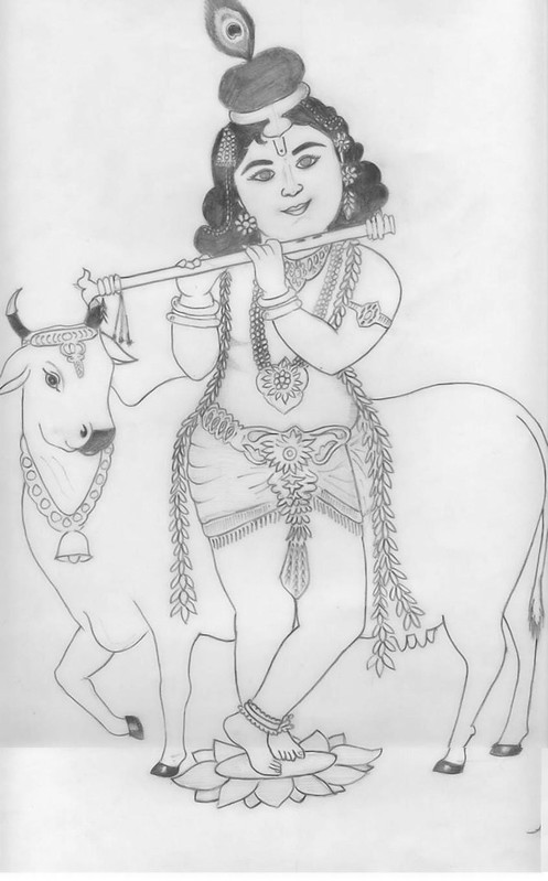 Lord Krishna Pencil Sketch Art by Ratheesh R Sale Innu Art Gallery-gemektower.com.vn