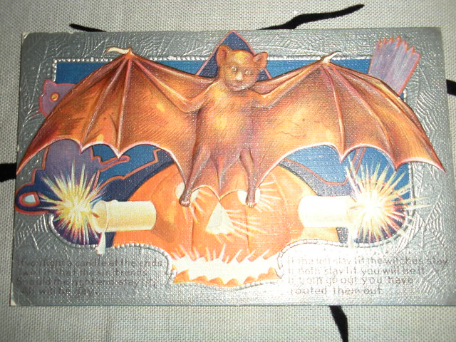 Halloween Postcard With Bat