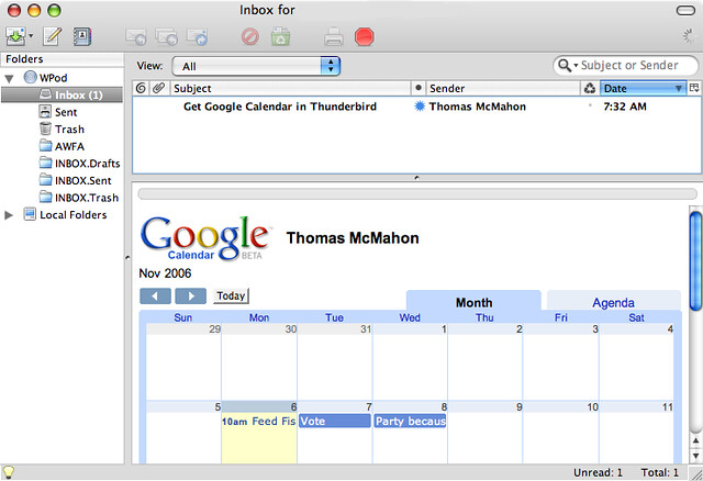 google calendar and thunderbird