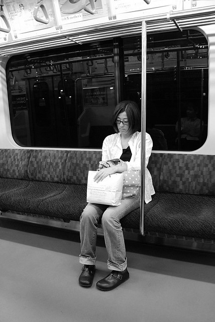 Japanese girl, sleeping in the train