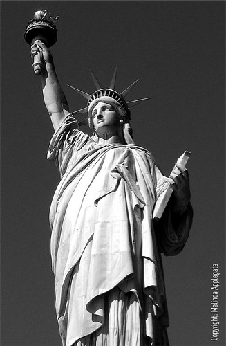 Statue of Liberty, New York Harbor (Black and White) by Melbie Toast