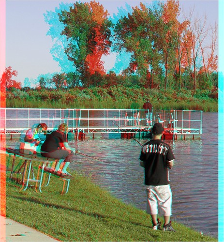 people lake stereoscopic stereophoto 3d fishing iowa anaglyphs redcyan 3dimages 3dphoto 3dphotos 3dpictures stereopicture snydersbend