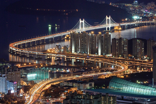 bridge sea urban night landscape nikon asia korea busan southkorea kfa 10faves 70200vr kwanganbridge