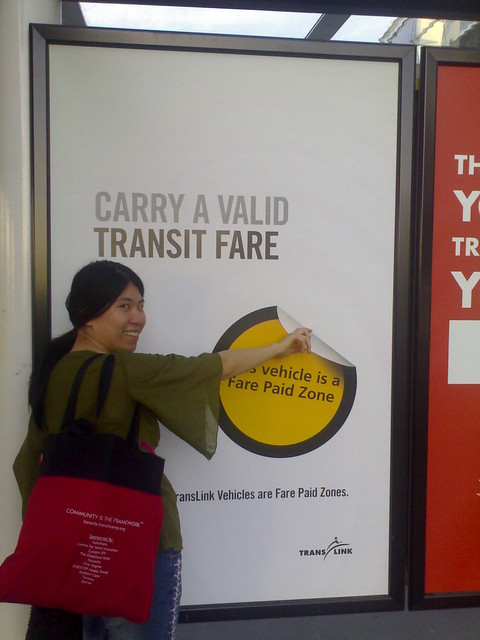 Karen Peels Off the Fare Paid Zone Sticker at Brentwood Station