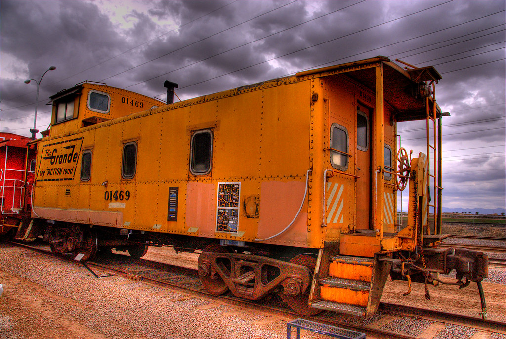 yellow, caboose, chandler, arizona, 200702, museum, rail, railway, railroad...