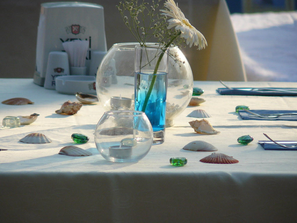 Beach Wedding table decorations, Wendy Ford