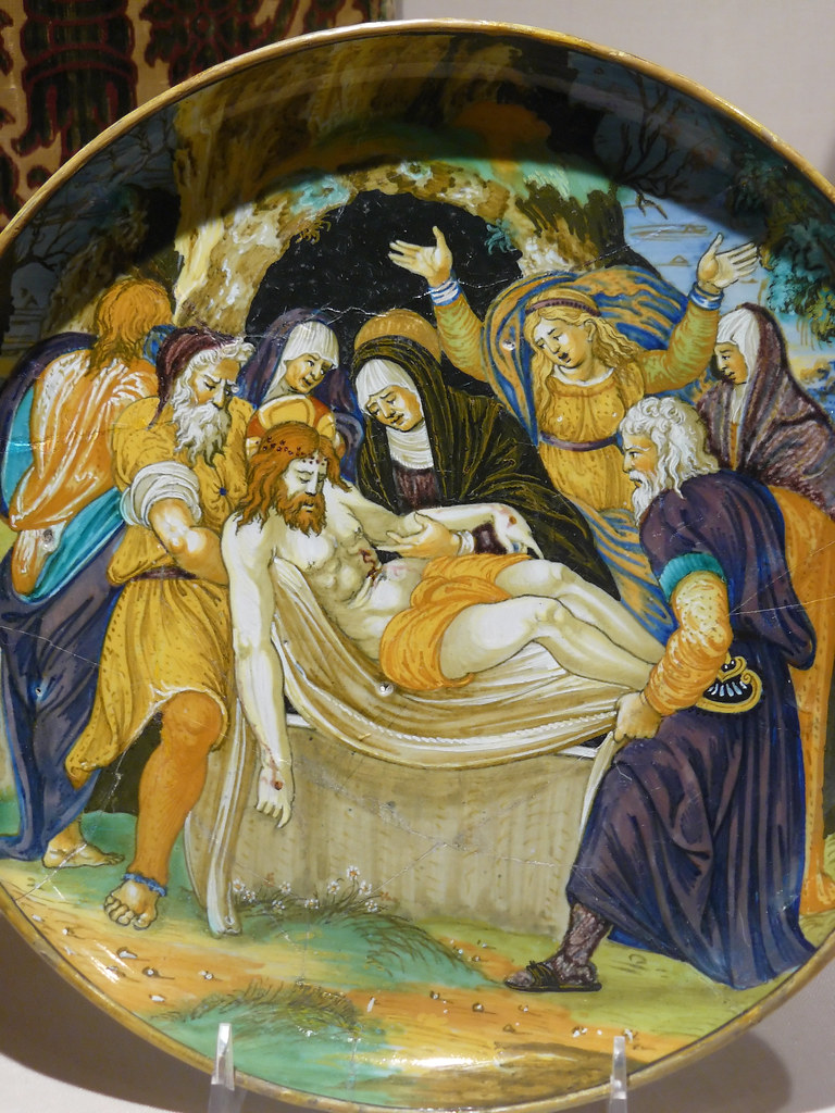The Entombment of Christ Maiolica by Francesco Xanto Avelli da Rovigo Urbino 1536 CE