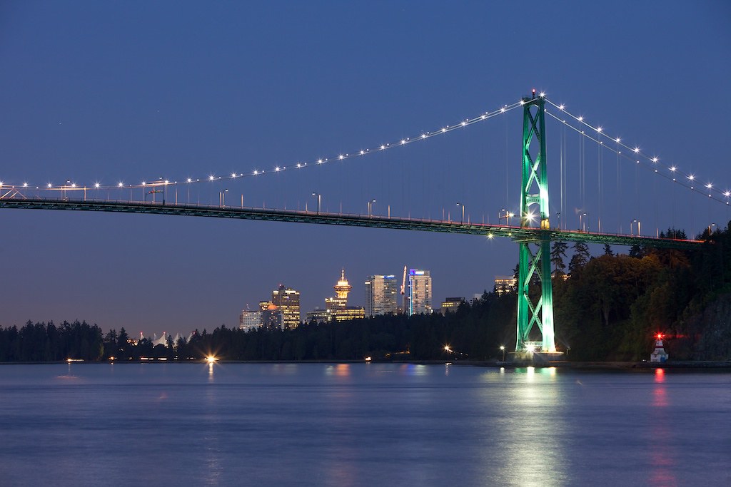 Lions Gate bridge and dowtown Vancouver