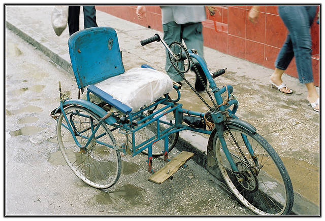 A trike with a pillow