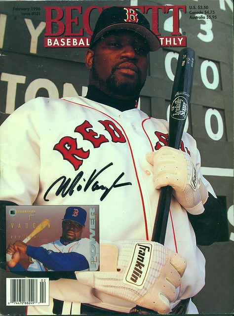 February 1996, Autographed Beckett Baseball Card Monthly Magazine by Mo Vaughn