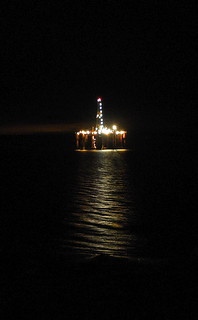Oil rig by night