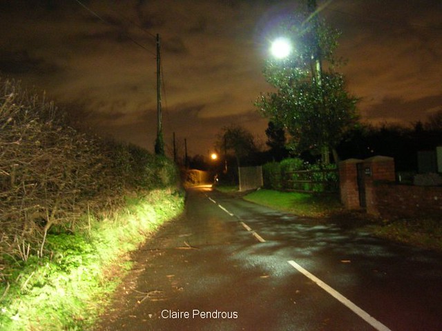 An English country lane at night