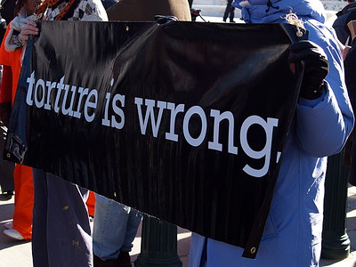 "Torture Is Wrong" Sign At The International Day To Shut Down Guantanamo Bay, Supreme Court (Washington, DC)