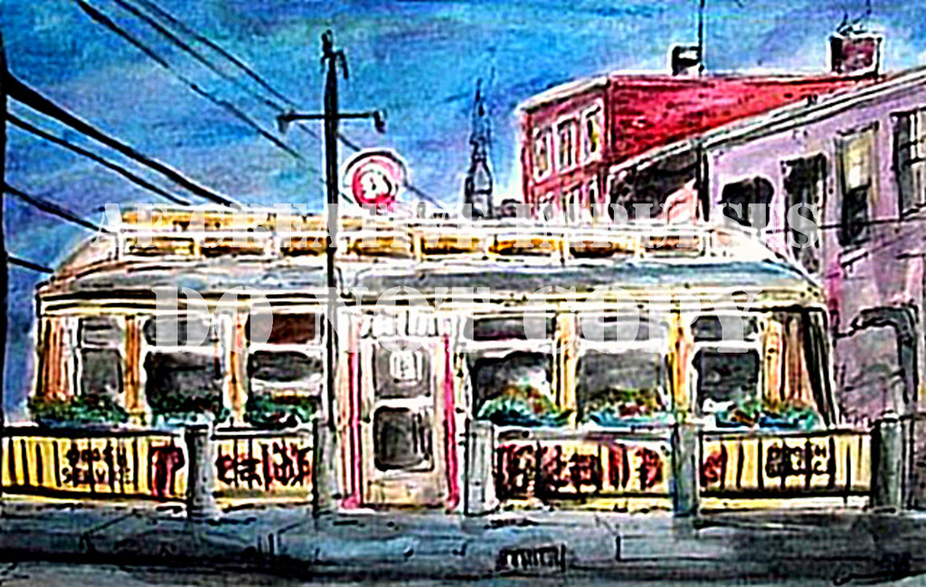 “The Local Clock Diner” | 2005, Mixed Media, 22in x 14in | Flickr