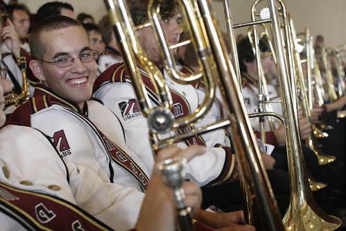 The UMass Amherst Marching Band Brass Section