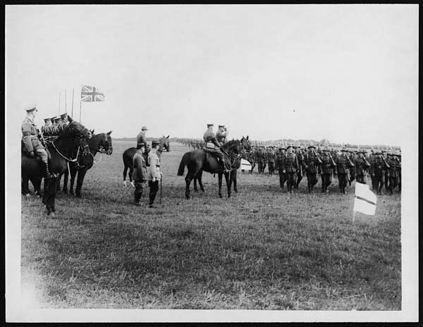 Troops being inspected by Winston Churchill, during World War I
