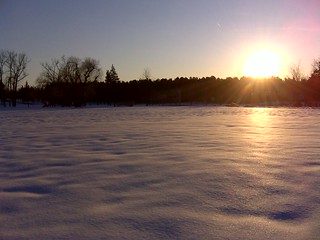 Late winter sunset at Akron Falls Park.