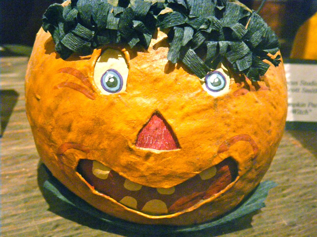 Pumpkin with Hair | Devil woman's delight: a vintage Hallowe… | Flickr