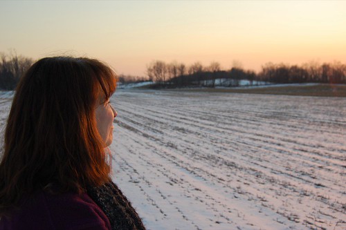 sunset snow field mom farm