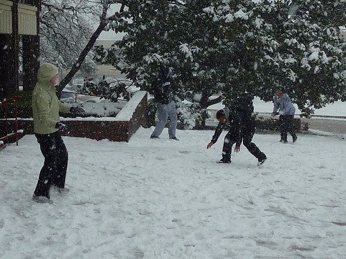 Snowball Fight outside of Student Center 3