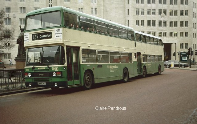 West Riding, Leyland Olympian 536 in Metrobus livery, Leeds, 9th May 1986