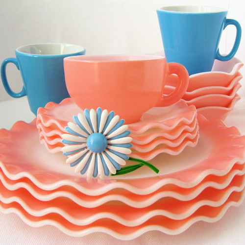 Vintage Pink & Blue Dishes