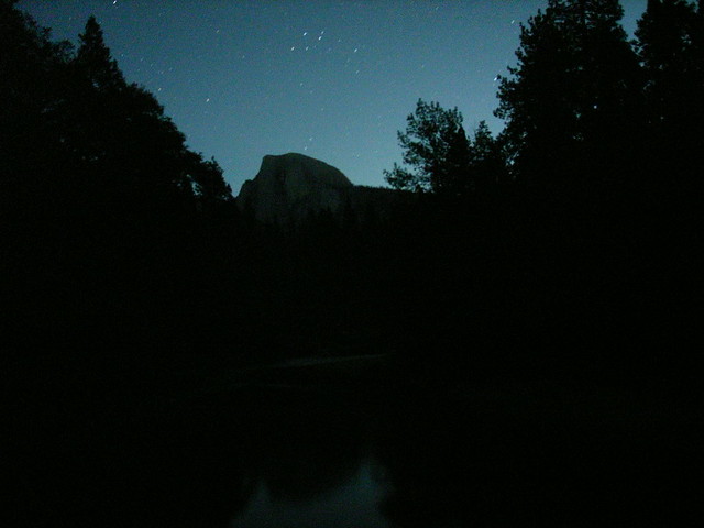 Half Dome in the Moonlight Reflecting on Merced River