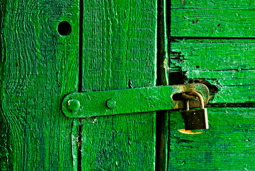 An old green door by manganite