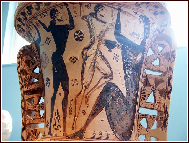 Funerary Proto-Attic Amphora with a depiction of the blinding of Polyphemus by Odysseus and his companions, 670-660 BCE, Eleusis Museum