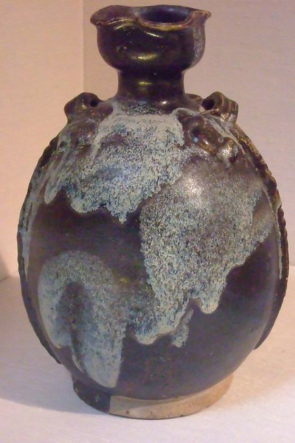 Flask Tang dynasty China 9th century CE Stoneware with suffused glaze