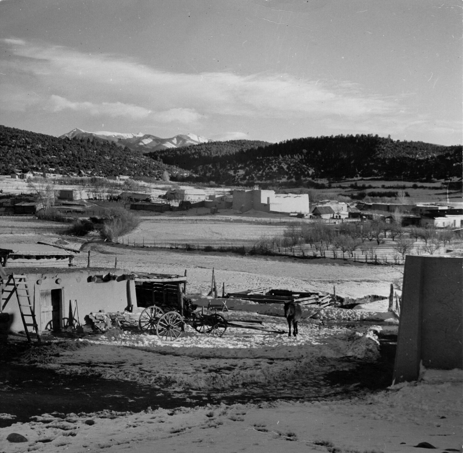 Hispanic village in the foothills of the Sangre de Cristo Mountains