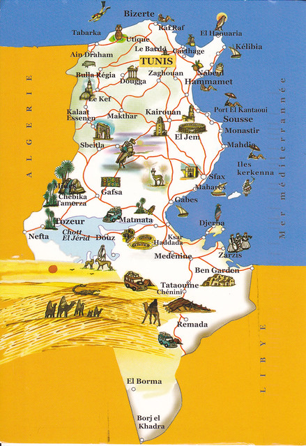 Tunisia Map Postcard