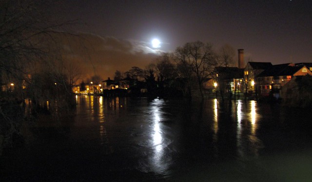 Shrewsbury Floods by moonlight