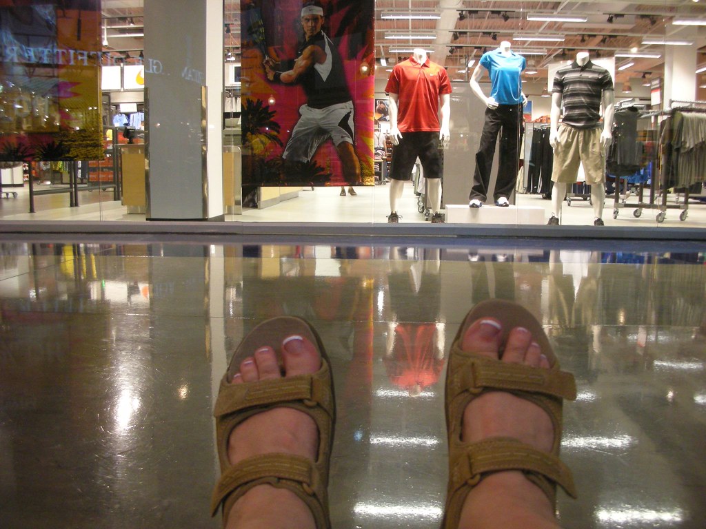 sandals at the mall