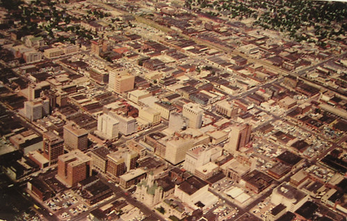 downtown aerial postcards kansas wichita