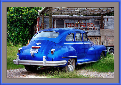 Old Blue Chrysler by S.A. Street Photographer
