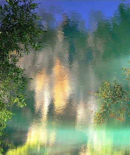 blue lake reflection