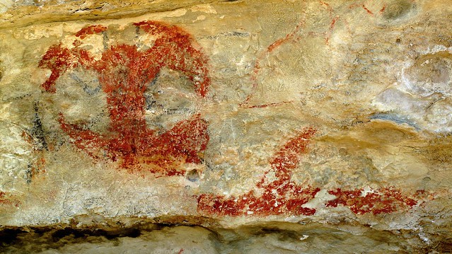Maori rock art, near Duntroon, Waitaki Valley NZ