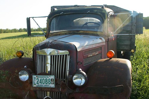 Old White Flatbed by D. Bjorn, Catchin' Up, A few weeks back, I was headed to one of the camps, and I saw this old truck parked in a field along