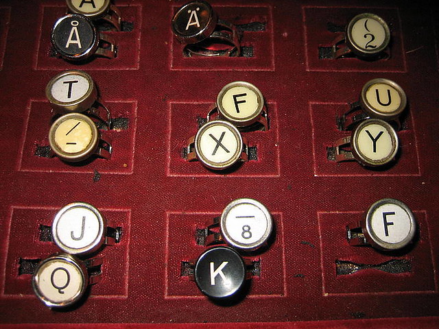Typewriter key rings