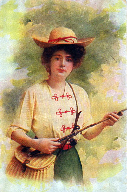 Women Fishing Michigan Vintage Artwork