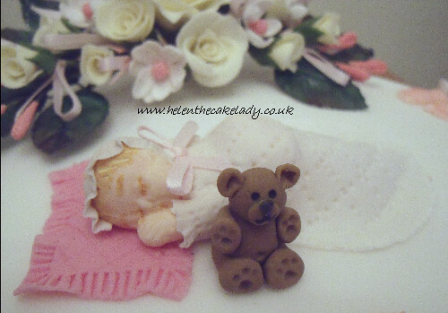 2 tier Christening cake with baby & feet(2)